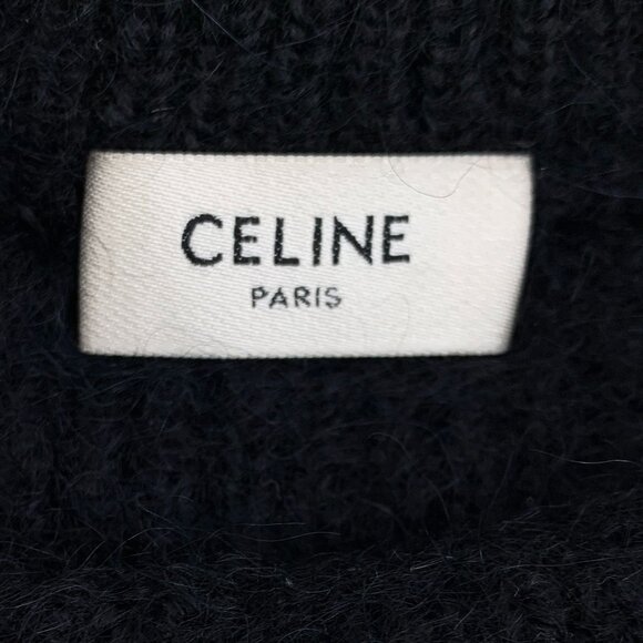 Celine Black Alpaca Wool Long-Sleeved Knitted Sweater With Animal Print Detail S - Picture 2 of 7